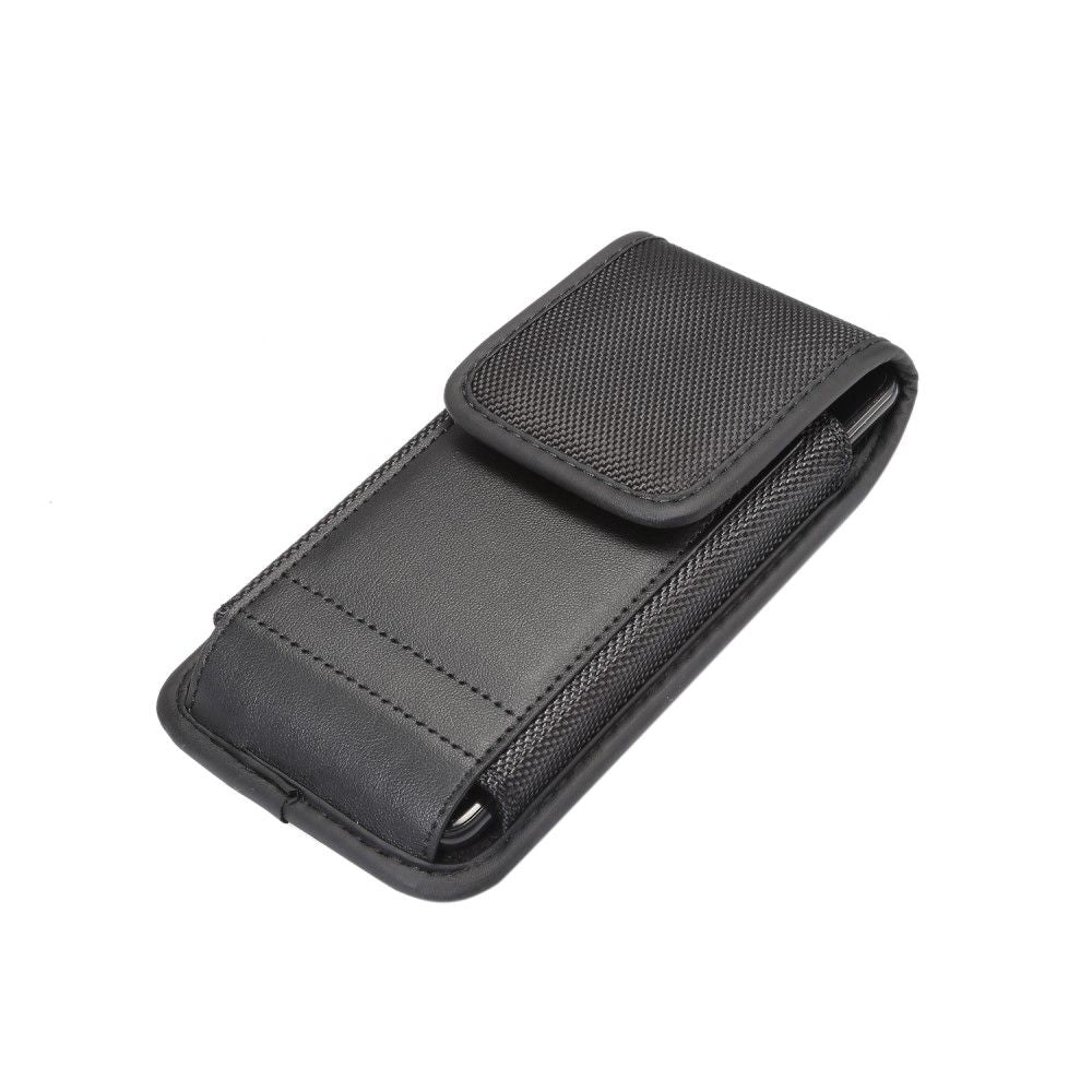 Belt Case Cover Vertical with Card Holder Leather & Nylon for Verykool Spear s5035 - Black