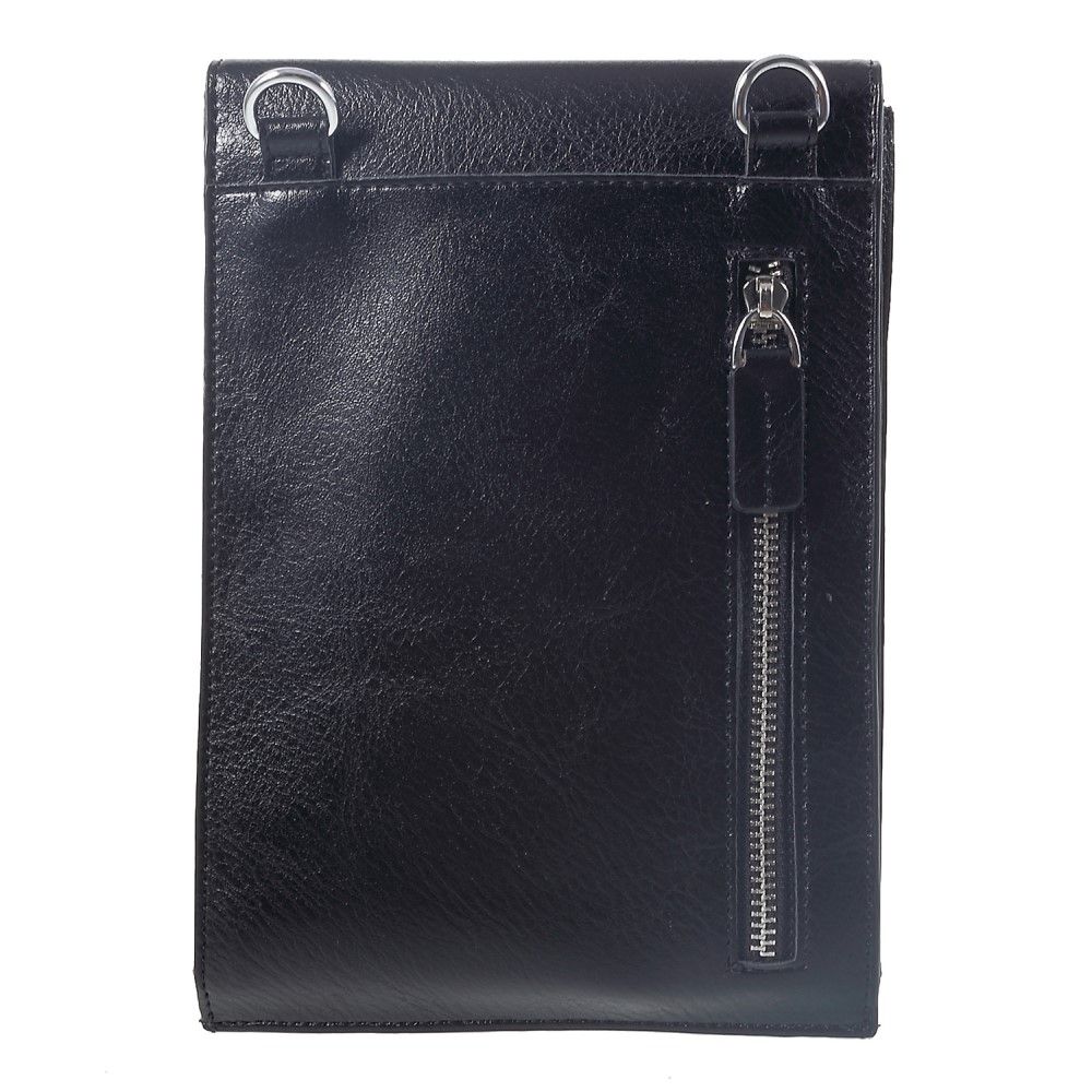 Case Pocket Shoulder Bag with Lanyard for Tablet and Smartphone with Magnetic Closure and Zippers for Oppo Reno 3 (2019) - Black