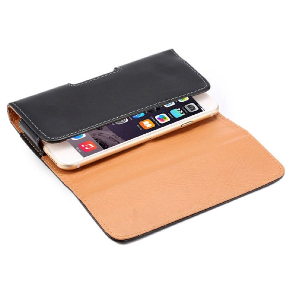 Case belt clip synthetic leather horizontal smooth for LG K20 (2019) - Black