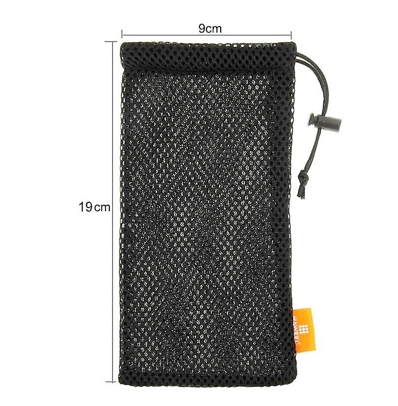 Universal Nylon Mesh Pouch Bag with Chain and Loop Closure compatible with ZTE Blade 10 (2019) - Black