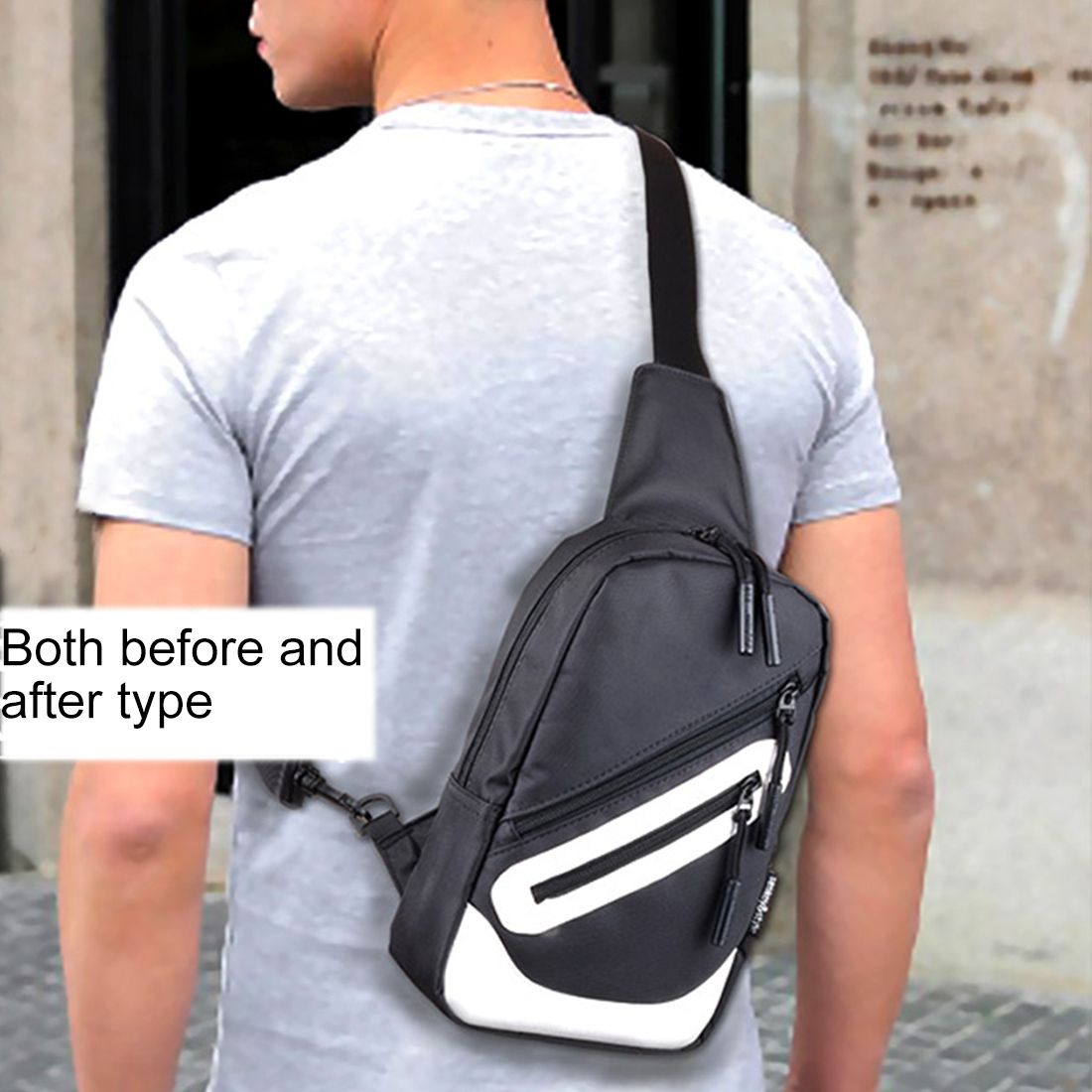 Backpack Waist Shoulder bag Nylon compatible with Ebook, Tablet and for OPPO RENO LITE (2019) - Black