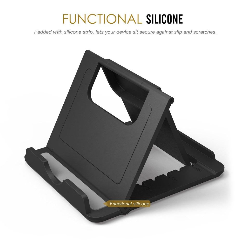 Holder Desk Universal Adjustable Multi-angle Folding Desktop Stand for Smartphone and Tablet for ZTE Visible R2 (2019) - Black