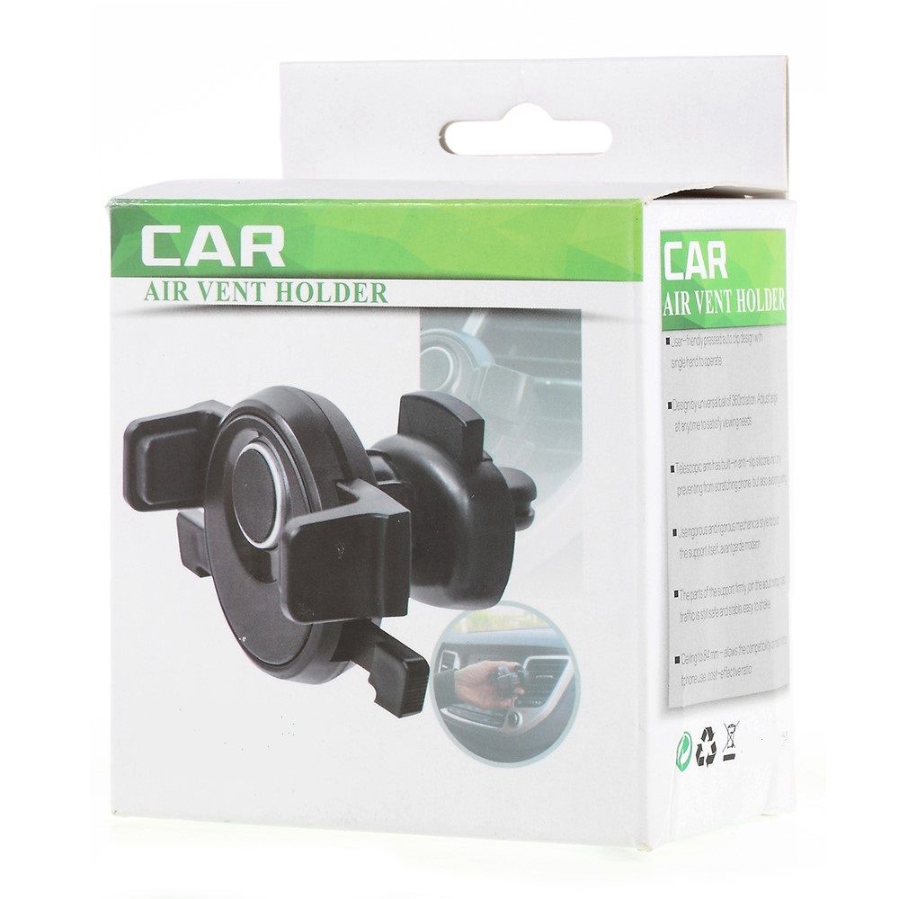Rotatable Car Air Vent Phone Holder Stand Mount with Automatic Clip for CUBOT MAX 2 (2019) - Black