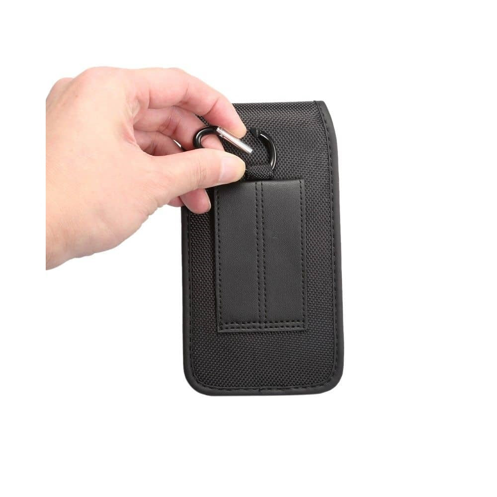Vertical Belt Holster Pouch with Card Slot Leather and Nylon Design for Smartphone for NUU MOBILE A23 (2023)