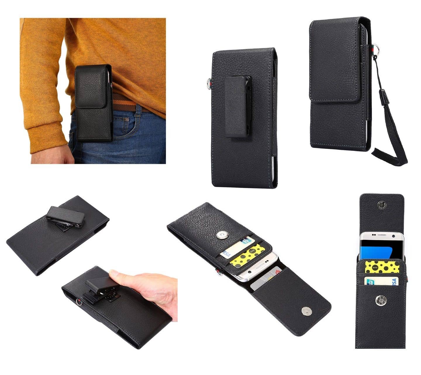 Leather Holster Case Belt Clip Rotary 360 with Card Holder and Magnetic Closure for Cricket Splendor (2021)