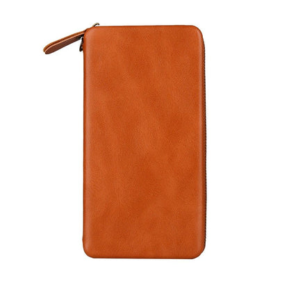 Executive Wallet Case with Magnetic Attachment and Zipper Closure for Fujitsu Raku-Raku Easy Jp F-52B (2021)