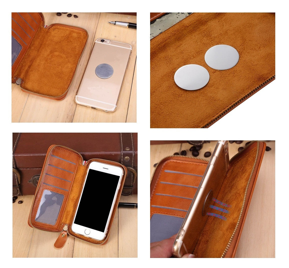 Executive Wallet Case with Magnetic Attachment and Zipper Closure for JIAYU G4 ADVANCED (2020)