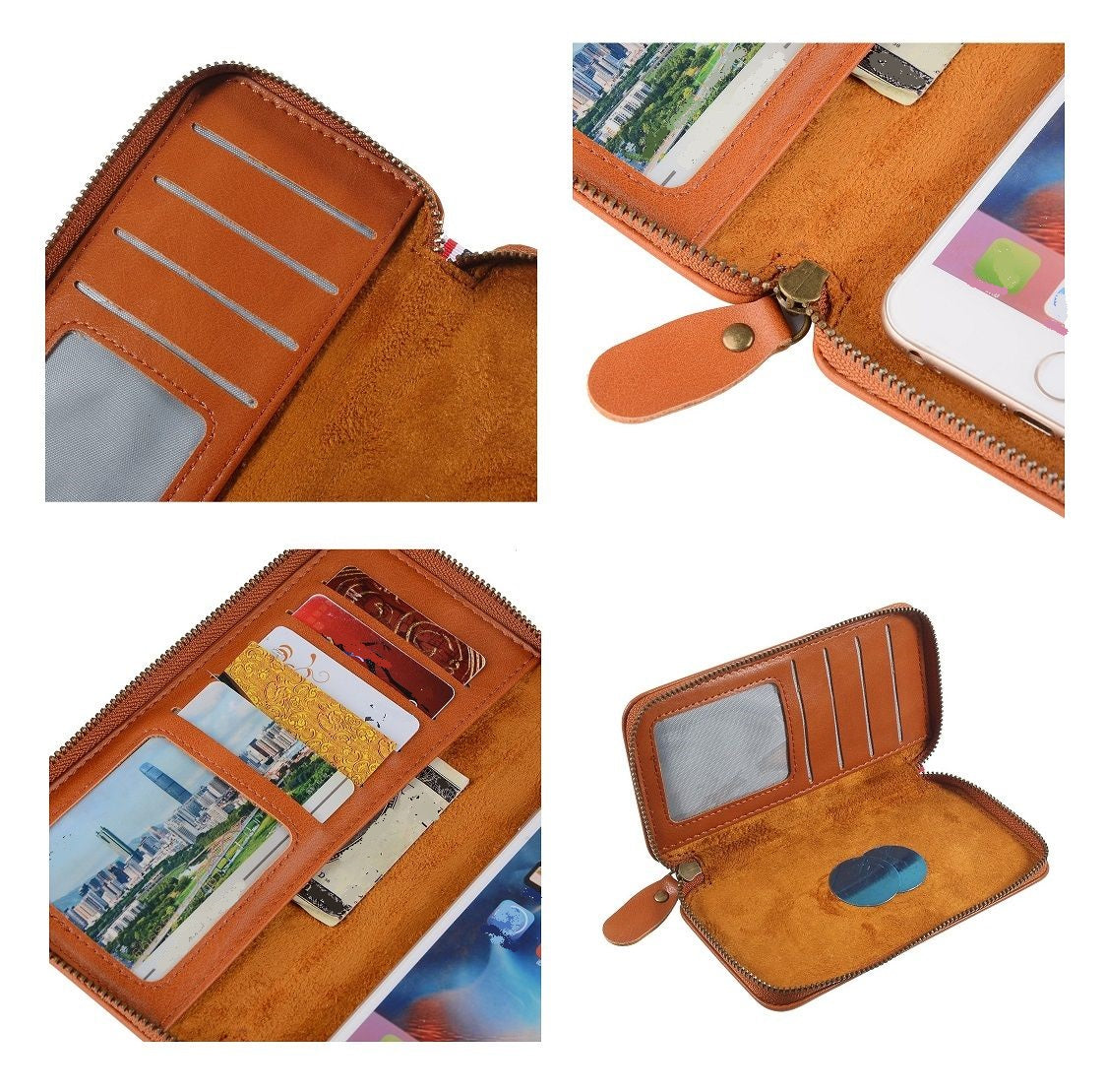 Executive Wallet Case with Magnetic Attachment and Zipper Closure for Fujitsu Raku-Raku Easy Jp F-52B (2021)