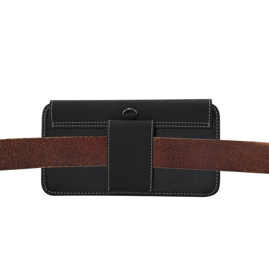 Horizontal Belt Pouch New Design Leather and Nylon for Alcatel A11 (2025)
