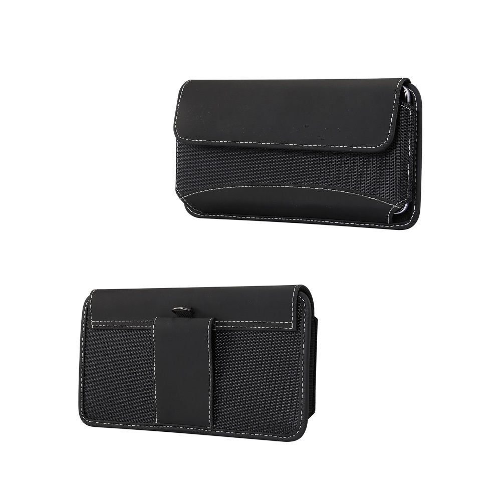Horizontal Belt Pouch New Design Leather and Nylon for Motorola Moto G06 (2025)