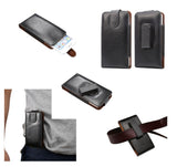 Magnetic Genuine Leather Holster Executive Case belt Clip Rotary 360 for Motorola Moto G8 (2020) - Black
