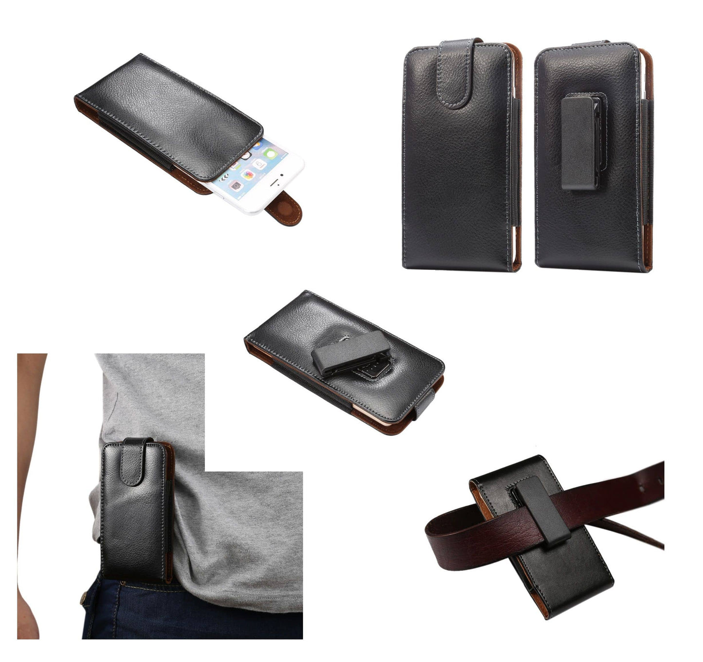 Genuine Leather Holster Executive Case belt Clip Rotary 360º Magnetic Closure for vivo Y71t (2021)