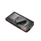 Magnetic Genuine Leather Holster Executive Case belt Clip Rotary 360º for Sharp Sense3 Plus (2019) - Black