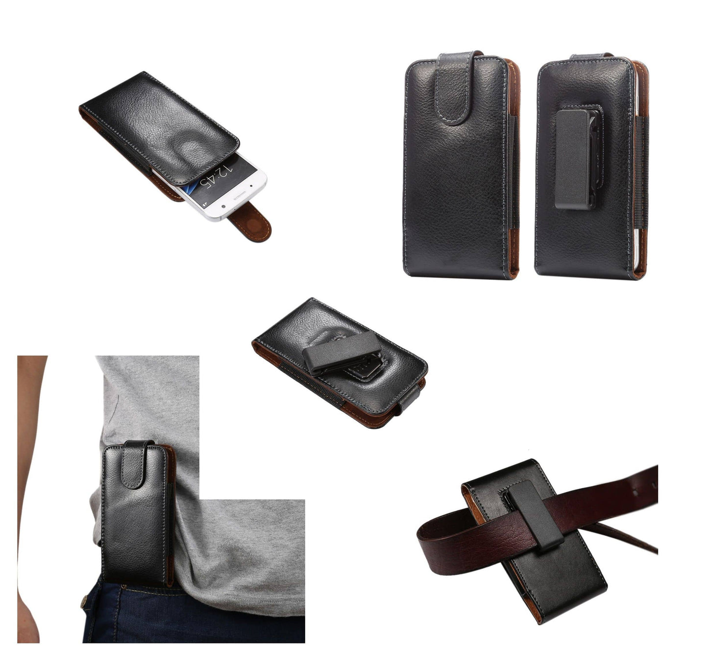 Genuine Leather Holster Executive Case belt Clip Rotary 360º Magnetic Closure for ZTE Quest 5 (2020)