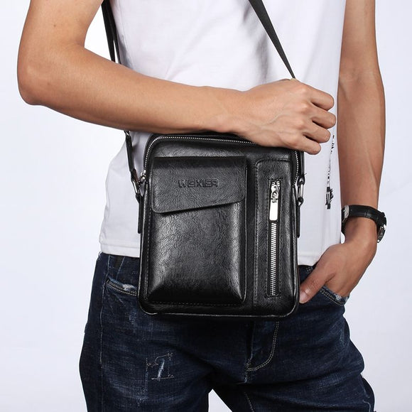 Bag Leather Waist Shoulder bag compatible with Ebook, Tablet and for BLU V7 (2019) - Black