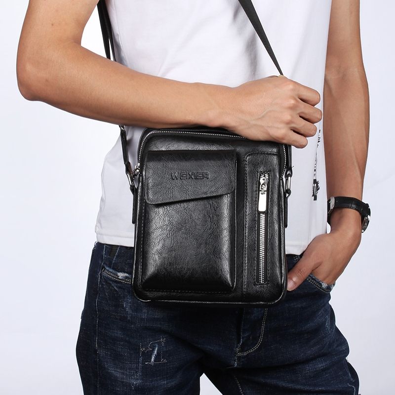 Bag Leather Waist Shoulder bag compatible with Ebook, Tablet and for Sigma Mobile X-style Tab A83 (2019) - Black