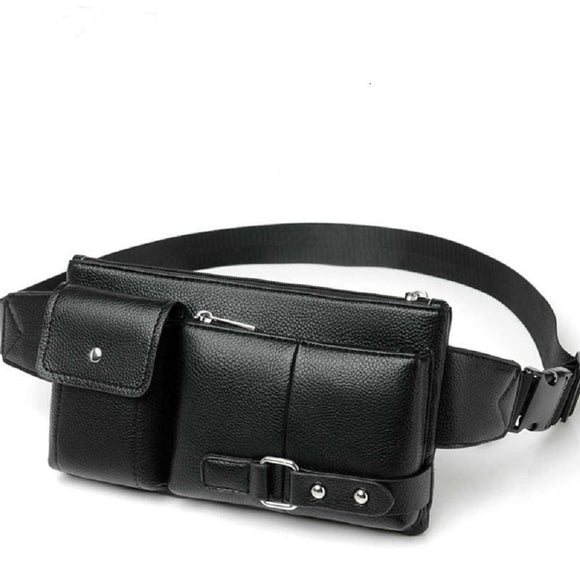 Bag Fanny Pack Leather Waist Shoulder bag Ebook, Tablet and for LG LMX440IM W Series W30 (2019) - Black