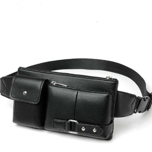 Bag Fanny Pack Leather Waist Shoulder bag Ebook, Tablet and for Xolo Era 5X (2019) - Black