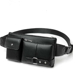 Bag Fanny Pack Leather Waist Shoulder bag Ebook, Tablet and for Lava Z93 (2019) - Black