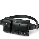 Bag Fanny Pack Leather Waist Shoulder bag Ebook, Tablet and for Blackview BV9600 (2019) - Black