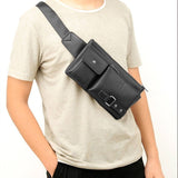 Bag Fanny Pack Leather Waist Shoulder bag Ebook, Tablet and for Digma Citi 7586 3G (2019) - Black