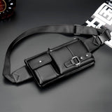 Bag Fanny Pack Leather Waist Shoulder bag Ebook, Tablet and for FUJITSU ARROWS 5G F-51A (2020) - Black