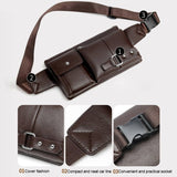 Bag Fanny Pack Leather Waist Shoulder bag Ebook, Tablet and for LG LMQ720TS3 Stylo 5x (2020) - Black