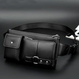 Bag Fanny Pack Leather Waist Shoulder bag Ebook, Tablet and for LG LMX130IM W Series W10 (2019) - Black