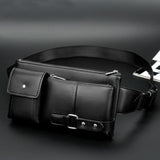 Bag Fanny Pack Leather Waist Shoulder bag Ebook, Tablet and for vivo V17 (2019) - Black