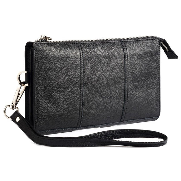 Exclusive Genuine Leather Case New Design Handbag compatible with Fujitsu Arrows RX (2019) - Black
