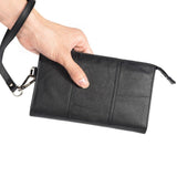 Exclusive Genuine Leather Case New Design Handbag compatible with FUJITSU ARROWS J (2019) - Black