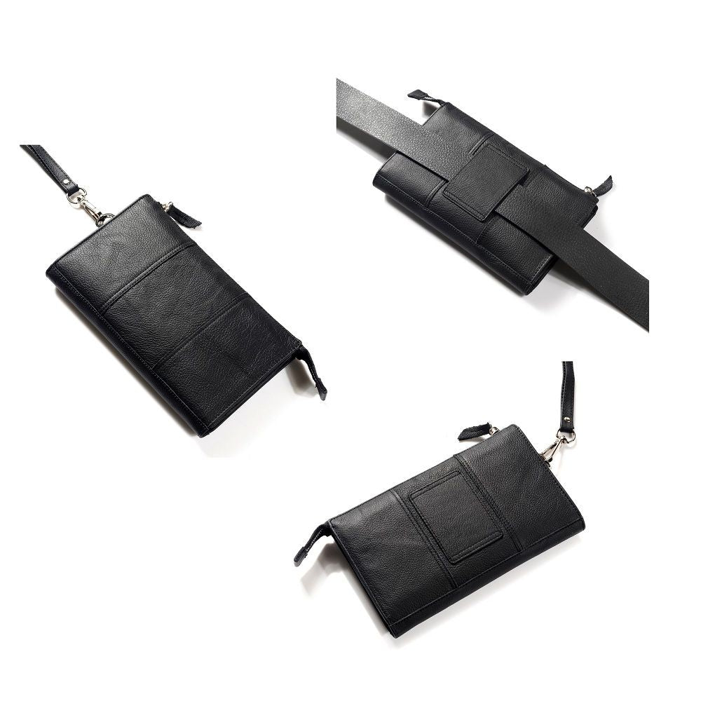 Exclusive Genuine Leather Case New Design Handbag compatible with Nokia X71 (2019) - Black