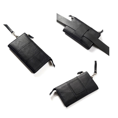 Exclusive Genuine Leather Case New Design Handbag compatible with Caterpillar CAT S52 rugged (2020) - Black