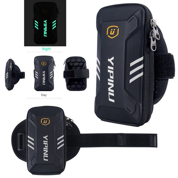 Waterproof Reflective Armband Case with 2 Compartments Sport Running Walking Cycling Gym for Huawei Y3 II Dual LUA-U22 (Huawei Luna) - Black