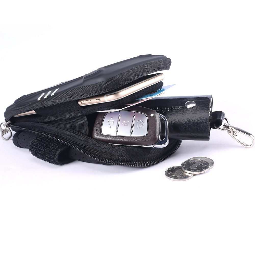 Waterproof Reflective Armband Case with 2 Compartments Sport Running Walking Cycling Gym for Spice Stellar 516, Mi-516 - Black