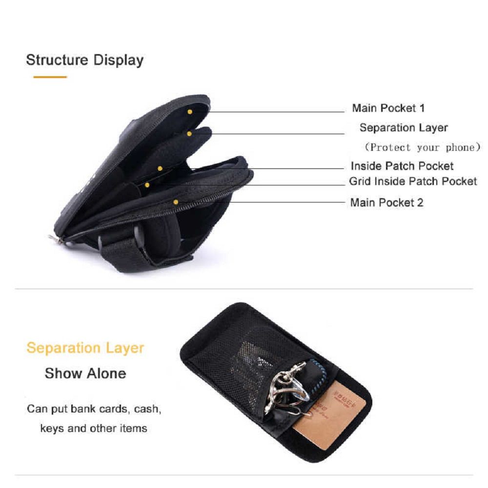 Waterproof Reflective Armband Case with 2 Compartments Sport Running Walking Cycling Gym for Spice Stellar 516, Mi-516 - Black