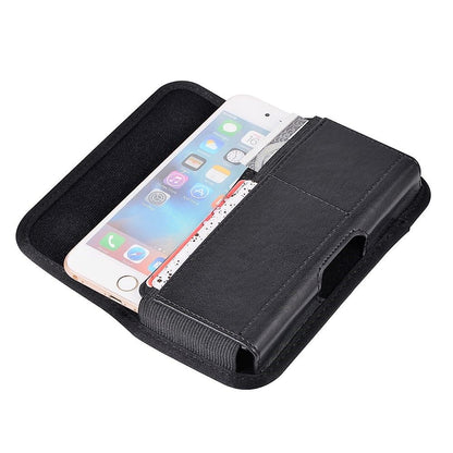 Horizontal Metal Belt Clip Holster with Card Holder in Textile and Leather for Colors Mobile Xfactor Elite E-10 - Black