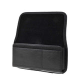 Horizontal Metal Belt Clip Holster with Card Holder in Textile and Leather for Fujitsu Arrows Z FJL22 - Black