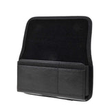 Horizontal Metal Belt Clip Holster with Card Holder in Textile and Leather for ZTE Supreme, Virgin Mobile Supreme - Black