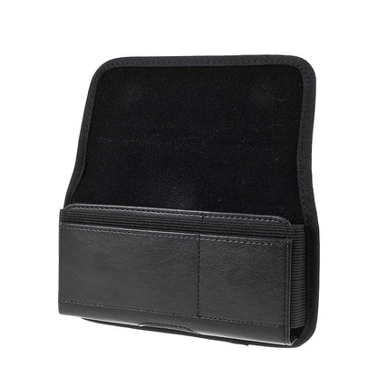 Horizontal Metal Belt Clip Holster with Card Holder in Textile and Leather for Colors Mobile Xfactor Elite E-10 - Black