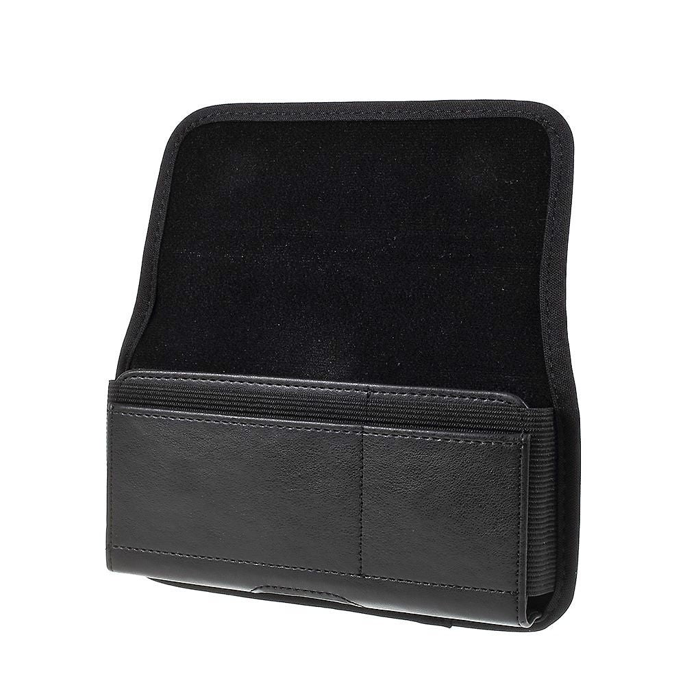 Horizontal Metal Belt Clip Holster with Card Holder in Textile and Leather for Vodafone Smart N9 lite - Black