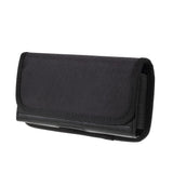 Horizontal Metal Belt Clip Holster with Card Holder in Textile and Leather for Senseit A200 - Black