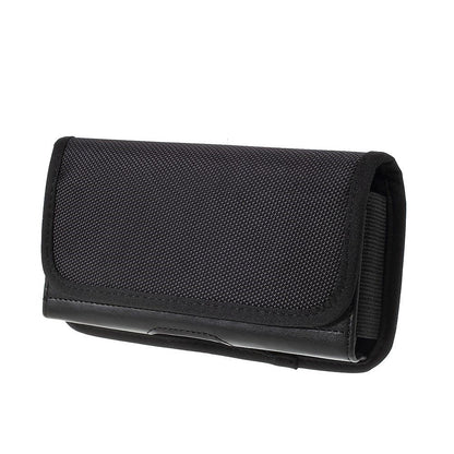 Horizontal Metal Belt Clip Holster with Card Holder in Textile and Leather for Colors Mobile Xfactor Elite E-10 - Black