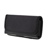 Horizontal Metal Belt Clip Holster with Card Holder in Textile and Leather for Videocon Delite 21, Delite 21 V50MB - Black