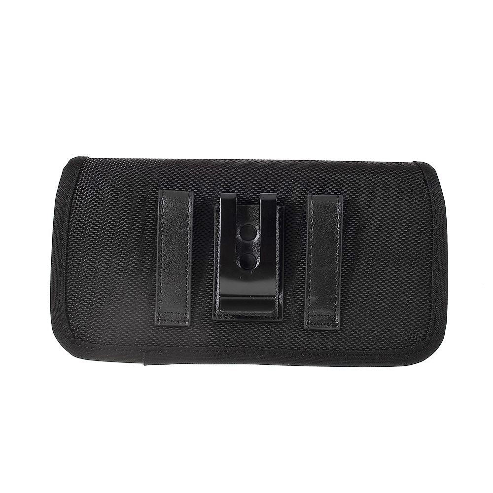 Horizontal Metal Belt Clip Holster with Card Holder in Textile and Leather for Colors Mobile Xfactor Elite E-10 - Black