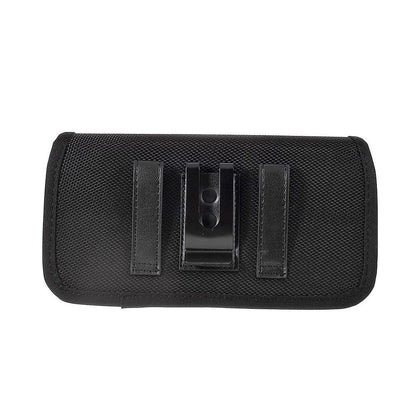 Horizontal Metal Belt Clip Holster with Card Holder in Textile and Leather for Colors Mobile Xfactor Elite E-10 - Black