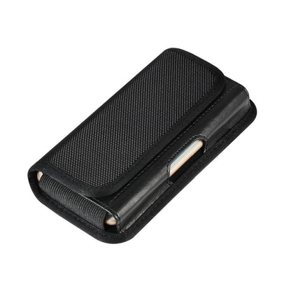 Horizontal Metal Belt Clip Holster with Card Holder in Textile and Leather for BLU Grand X LTE - Black