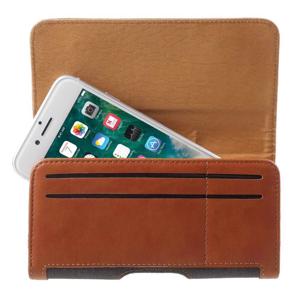 Case Metal Belt Clip Horizontal New Design Textile and Leather for Oppo Reno2 (2019) - Gray/Brown