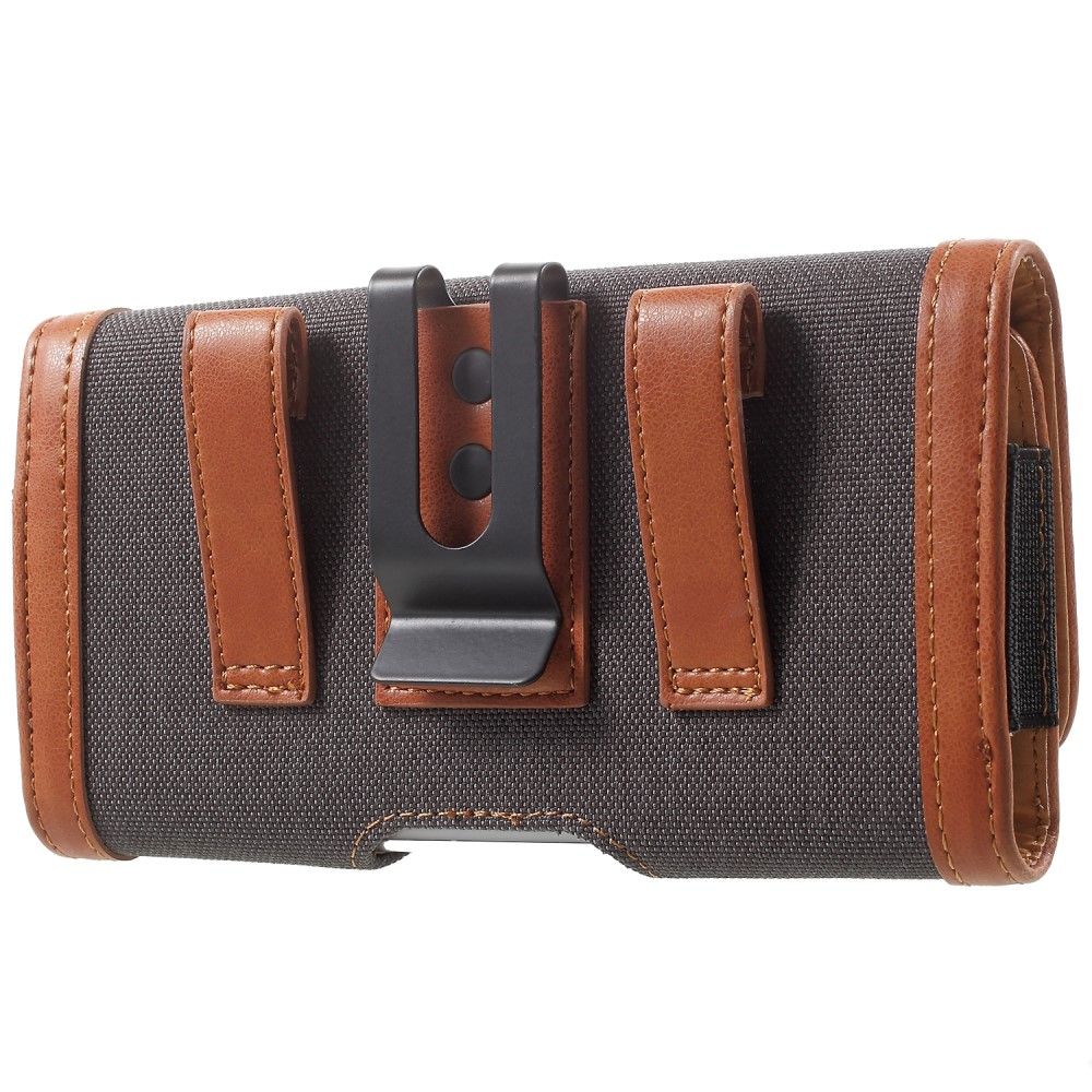 Case Metal Belt Clip Horizontal New Design Textile and Leather for LG LMX130IM W Series W10 (2019) - Gray/Brown