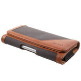 Case Metal Belt Clip Horizontal New Design Textile and Leather for Oppo A11x (2019) - Gray/Brown